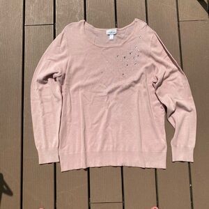 Jaclyn Smith Pink Rhinestone Design Sweater - XL